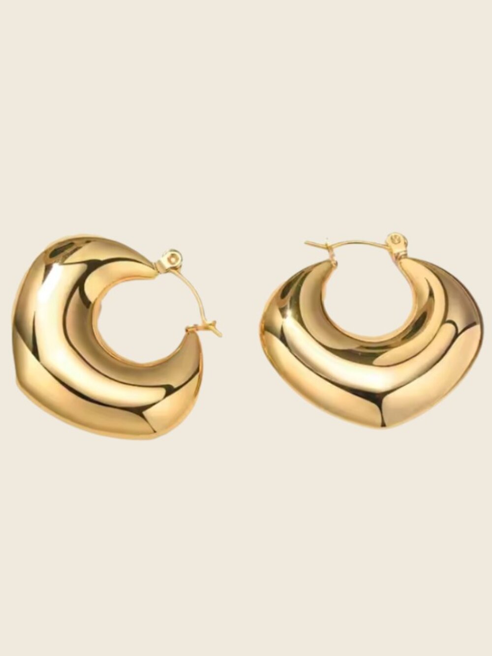 18K Gold PVD Stainless Steel-Plated Chunky Heart Hoop Earrings – Hypoallergenic